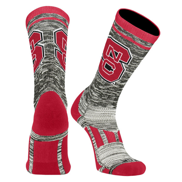 Sock Black Heather, Red Trim With "